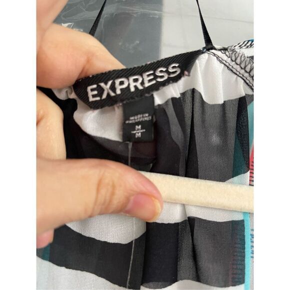 B6 Express Women's Boho Geometric Kimono Cover Up Swim Black Pink Size Medium - Picture 3 of 6